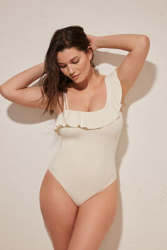 Womensecret White asymmetric sculpting swimsuit beige