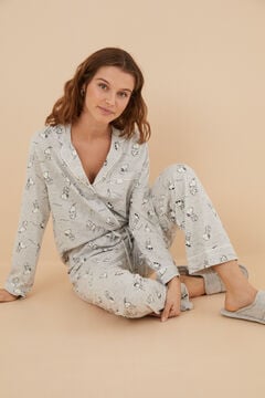 Womensecret Classic 100% cotton long Snoopy pyjamas grey