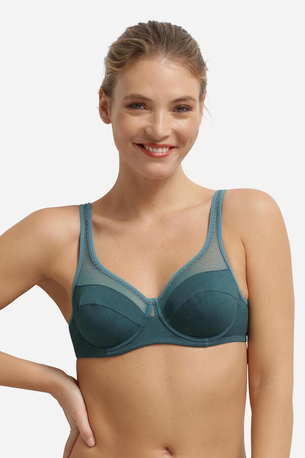 DIM Organic cotton underwired bra blue