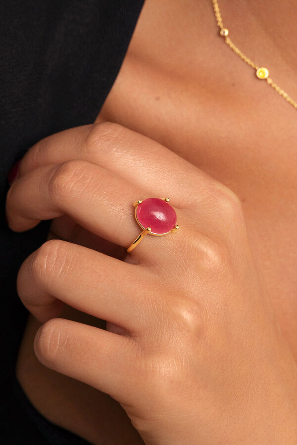 Singularu Anillo Celebrate Fucsia Ba&ntilde;o Oro amarillo