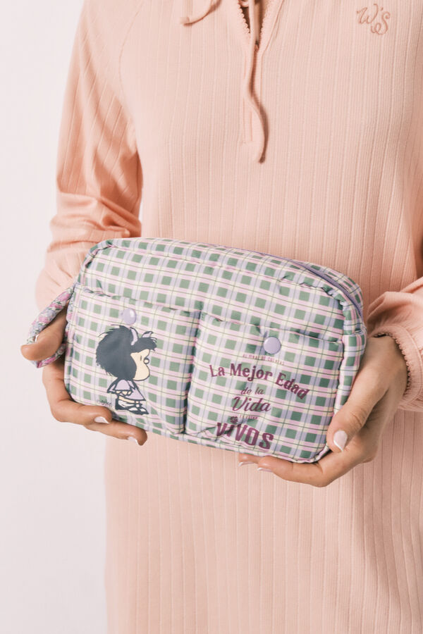 Women'secret Mafalda checked medium vanity case pink