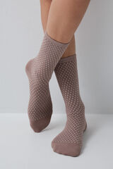 Women'secret Brown diamond texture 3-pack long socks nude