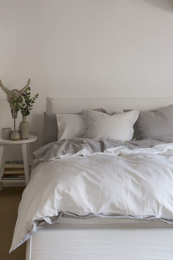 Textura Bettbezug Baumwollleine wendbar. Bett 80-90 cm. Weiß