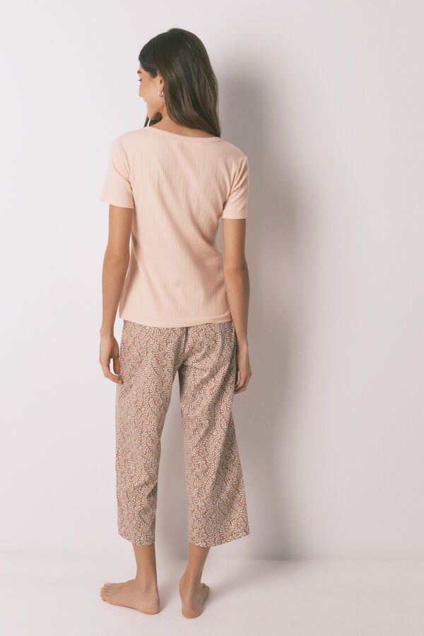 Women'secret Pink yellow cotton print capri pyjamas red