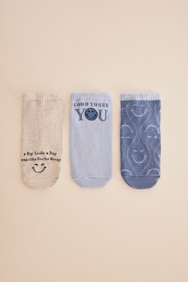 Womensecret Pakiranje od 3 para kratkih pamučnih čarapa SmileyWorld ® S uzorkom