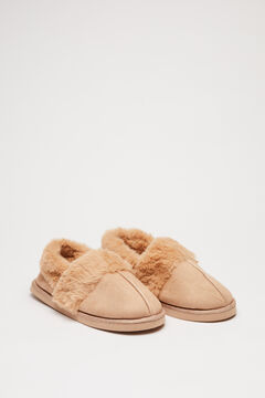 Womensecret Brown faux suede fur slippers brown