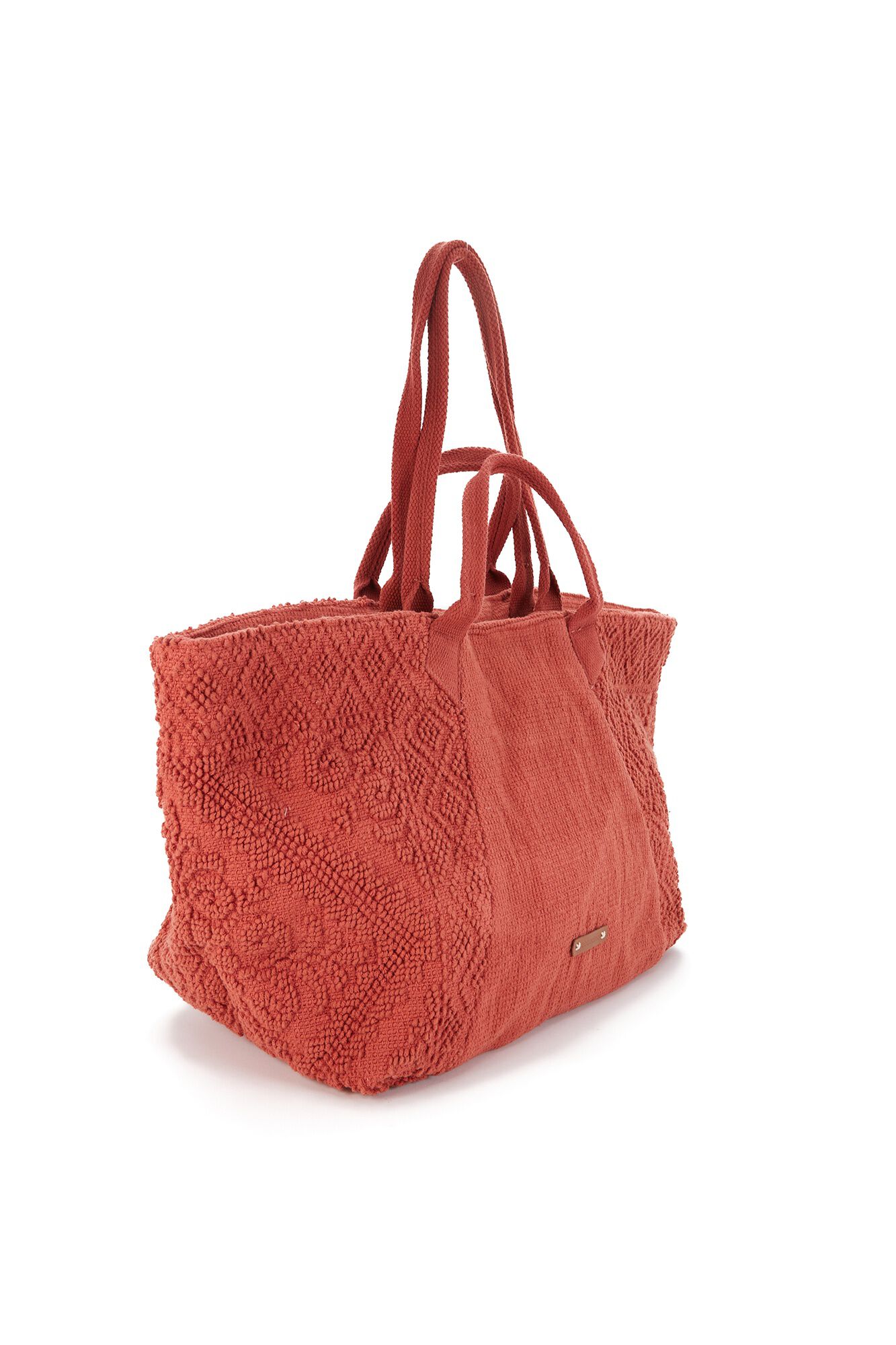 Abbacino  Mala de praia em algod&atilde;o bordada laranja