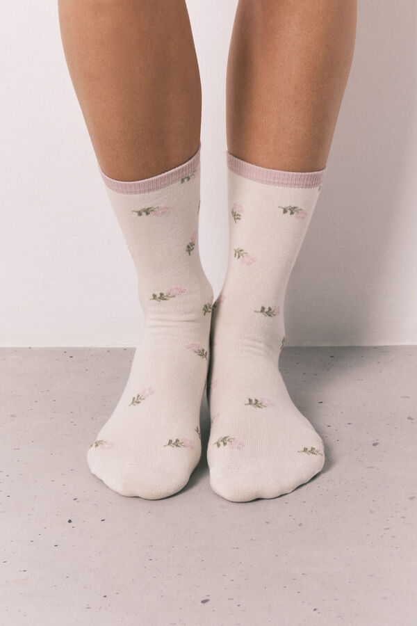 Women'secret Pink 3-pack long floral print socks printed