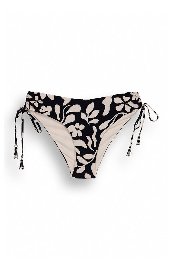 Womensecret B&W floral high-rise bikini bottoms black