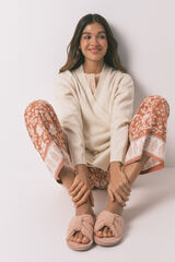 Women'secret Pink faux shearling slipper pink