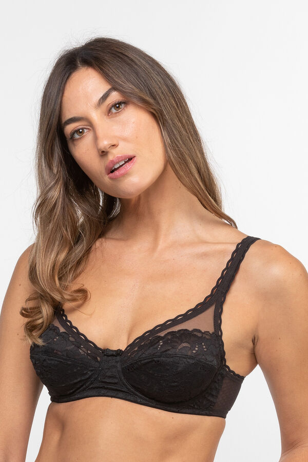 Womensecret Support bra with recycled lace  black