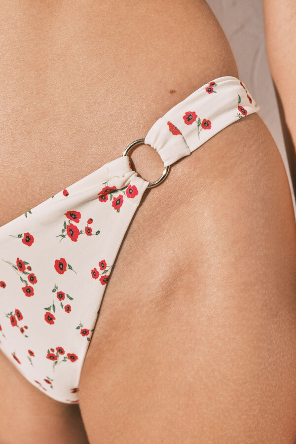 Women'secret Yellow mini floral U-effect bikini bottoms white