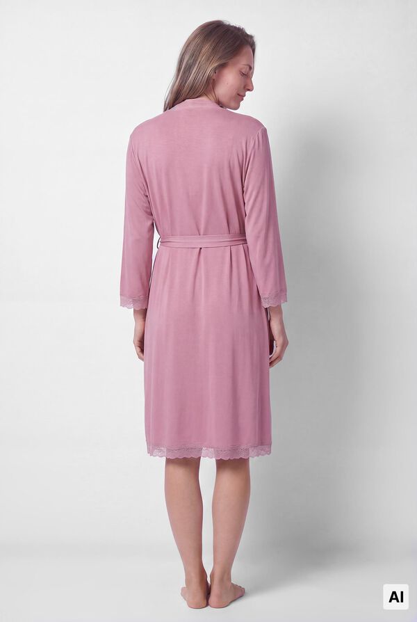 Women'secret Robe de chambre midi &agrave; ceinture rose rose
