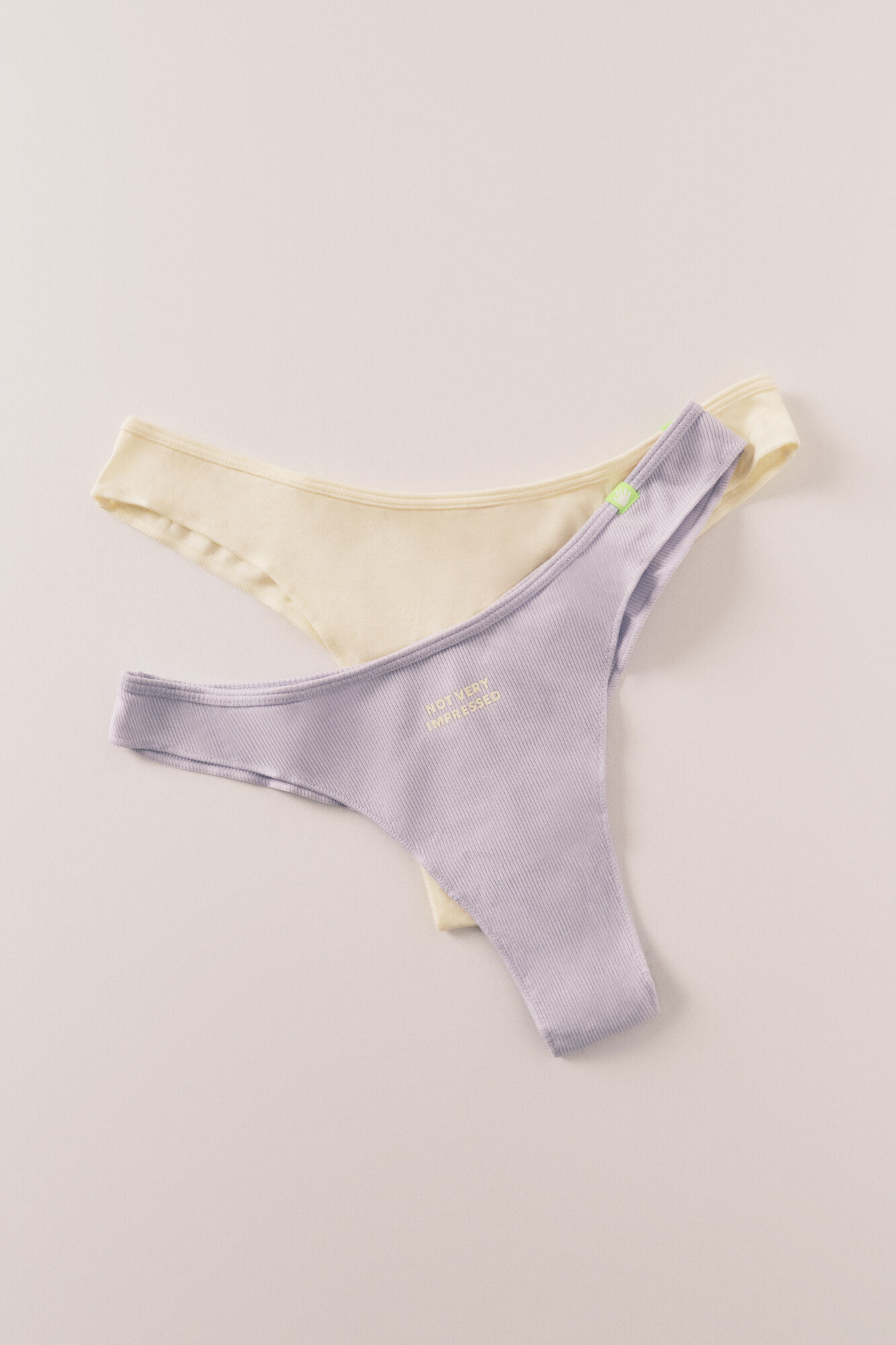 HI&BYE Yellow, lilac, white cotton Brazilian panties 3-pack