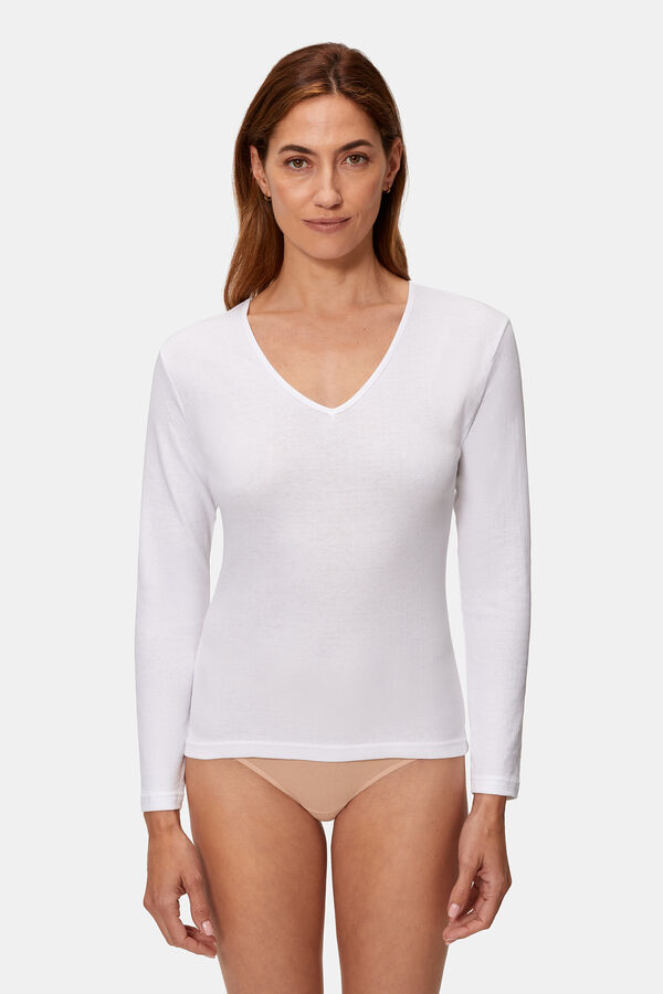 Playtex 100% cotton thermal long sleeve t-shirt with double layer white