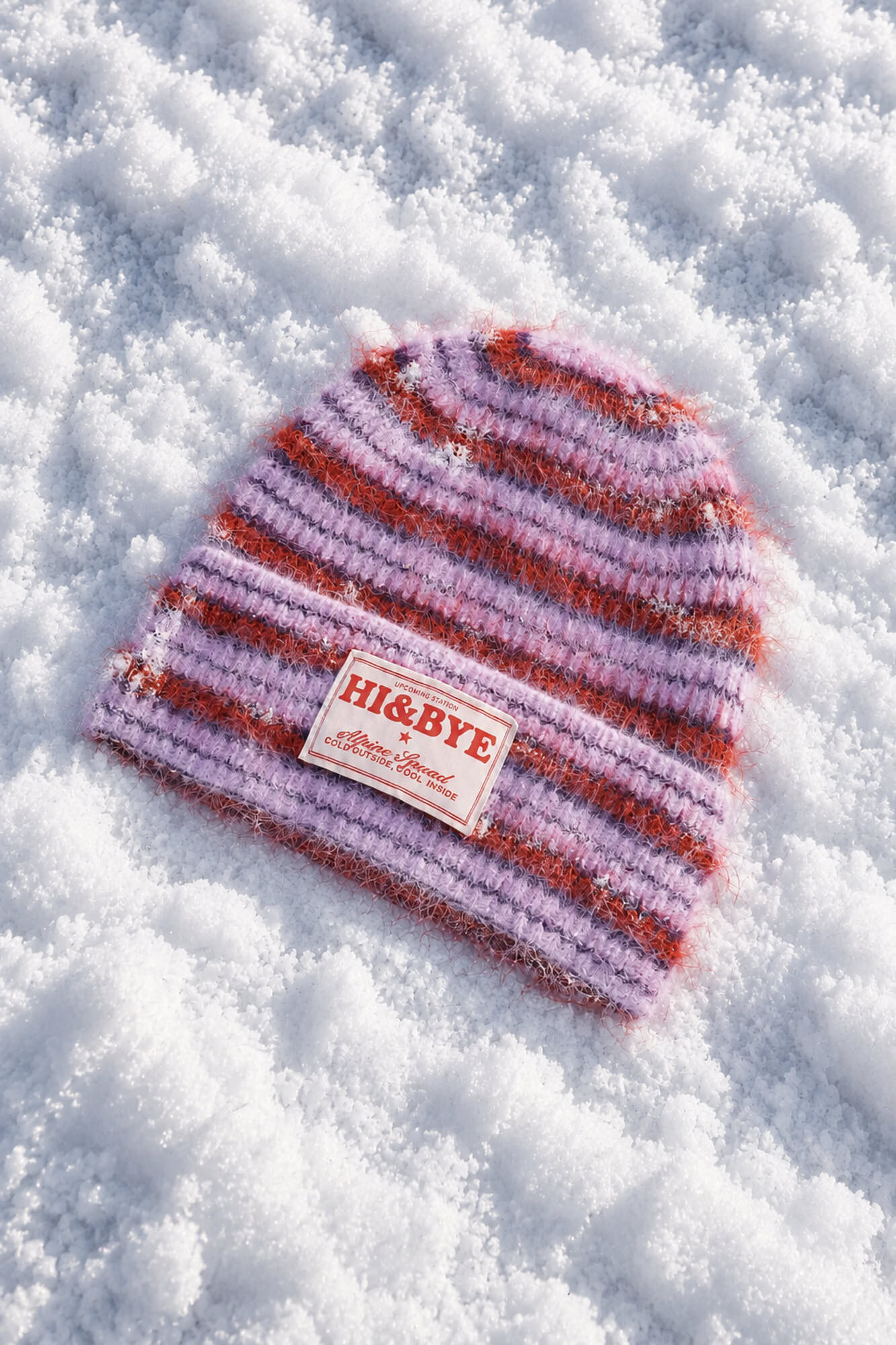 HI&BYE Purple striped knit beanie