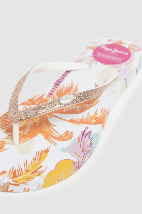 Pepe Jeans Chanclas brillo motivo floral blanco