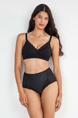 Gisela Geometric lace high-waisted panty black