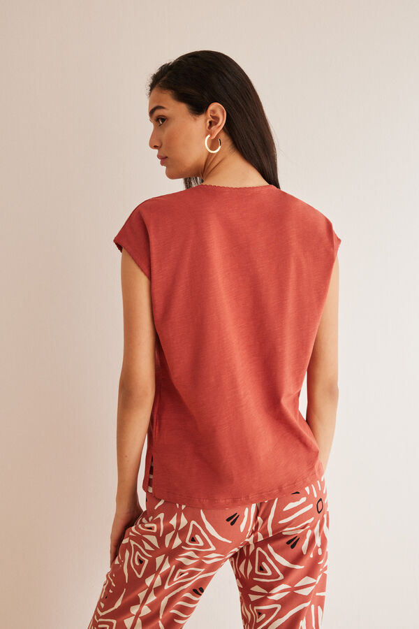 Womensecret T-shirt coton orange rouge