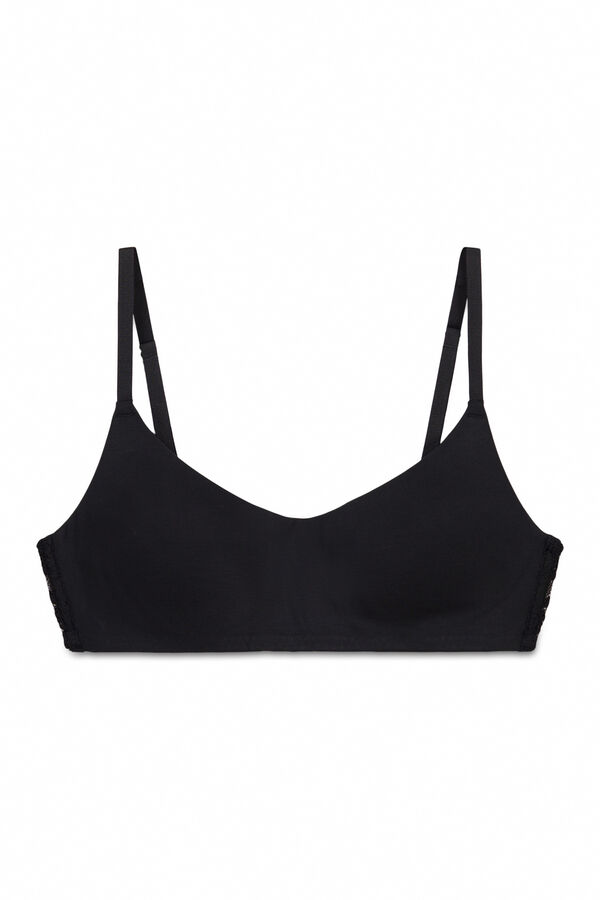 Women'secret Black modal and lace padded bra top black