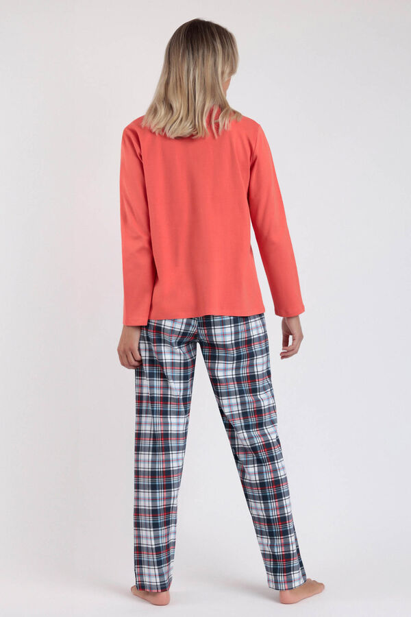 Admas Pijama largo mujer Mickey cuadros rojo