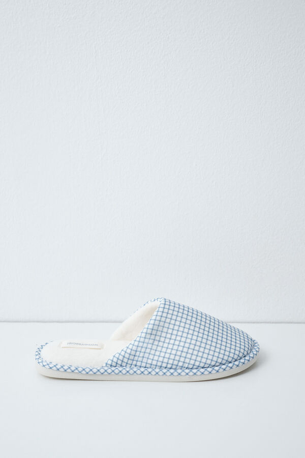 Women'secret Zapatillas casa cuadros Vichy blanco
