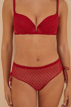Womensecret Red wide side plumetis Brazilian panty burgundy