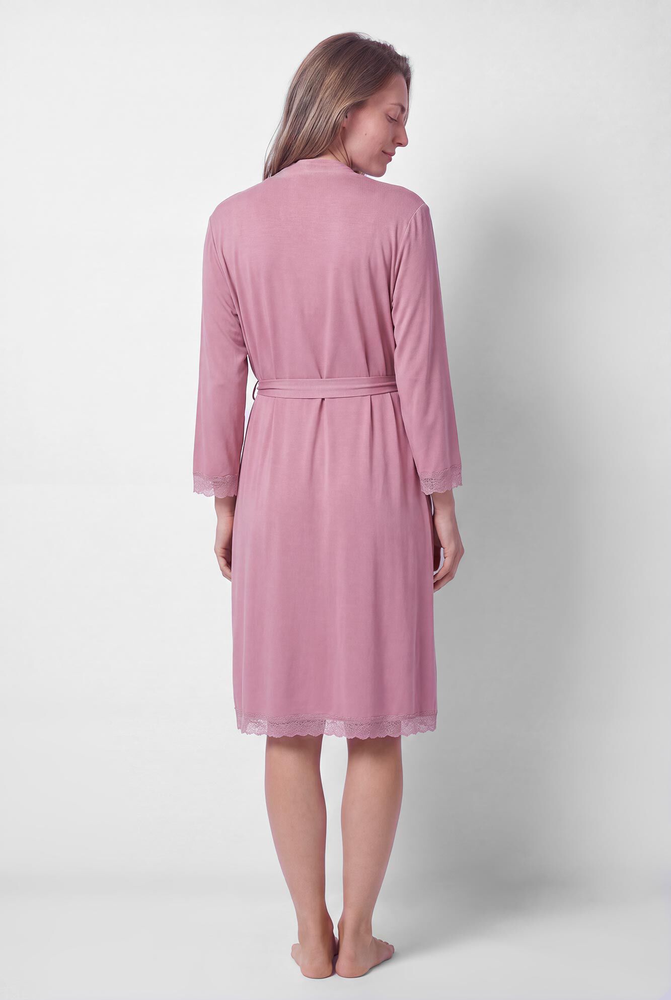 Women'secret Robe de chambre midi &agrave; ceinture rose