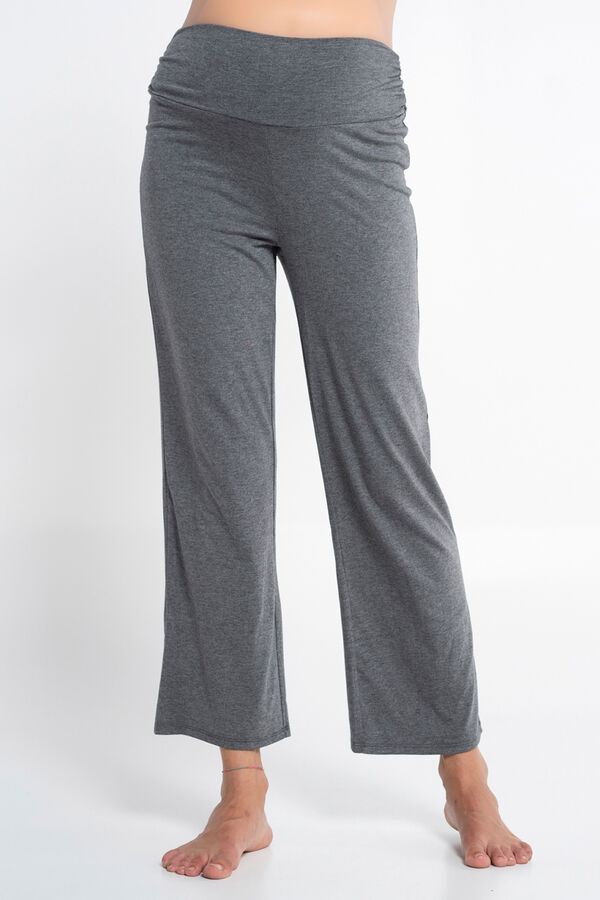 Ohma! Cal&ccedil;as b&aacute;sicas maternity largas de malha cinzento