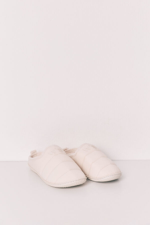 Women'secret Pantoufles matelass&eacute;es blanches beige