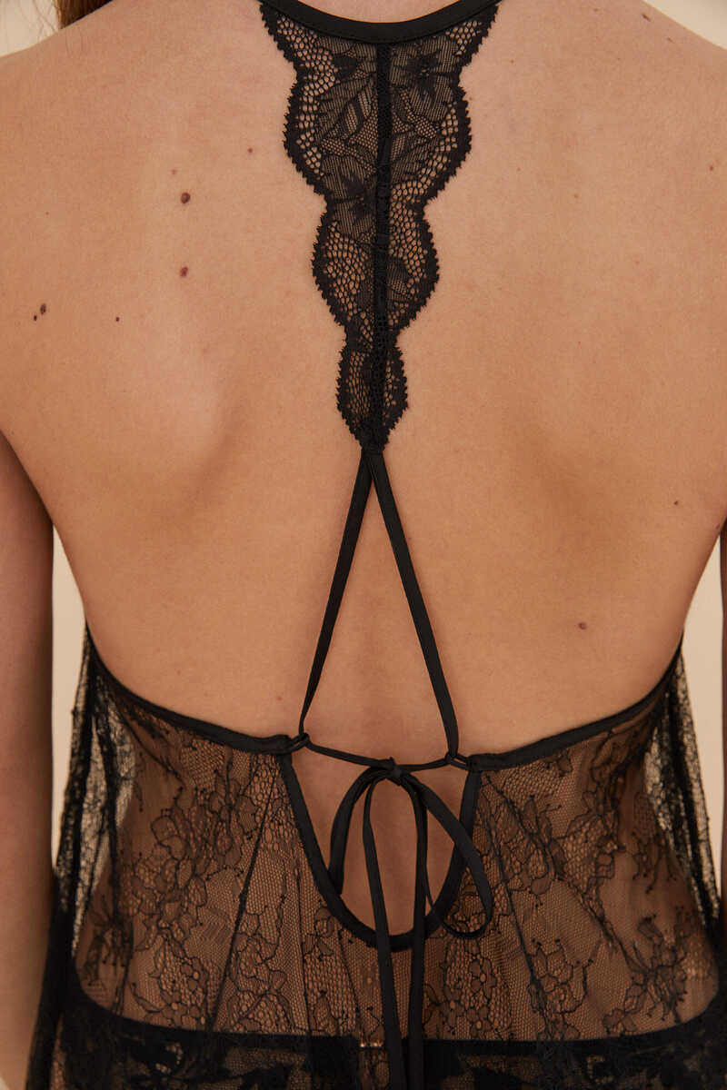 Womensecret Short black lace nightgown black