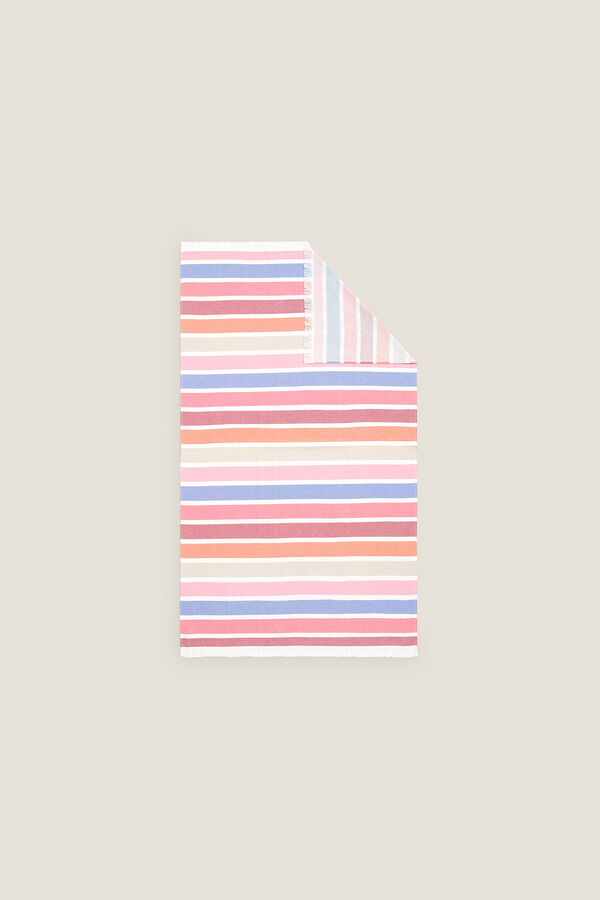 Womensecret Striped fabric and terrycloth beach towel rózsaszín
