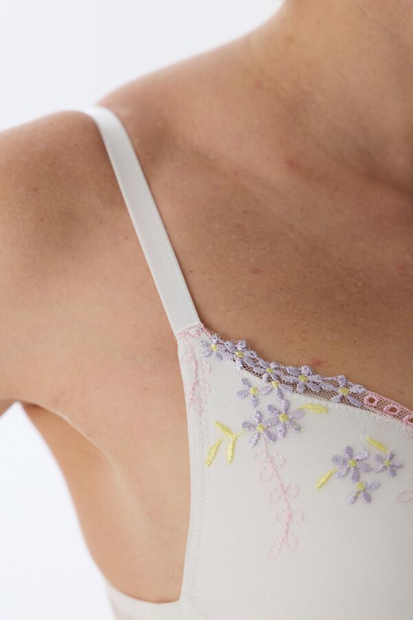 Penti Sujetador push-up escote V floral marfil