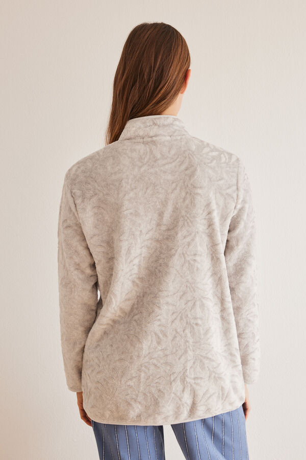 Womensecret Grey fluffy zip-up robe grey