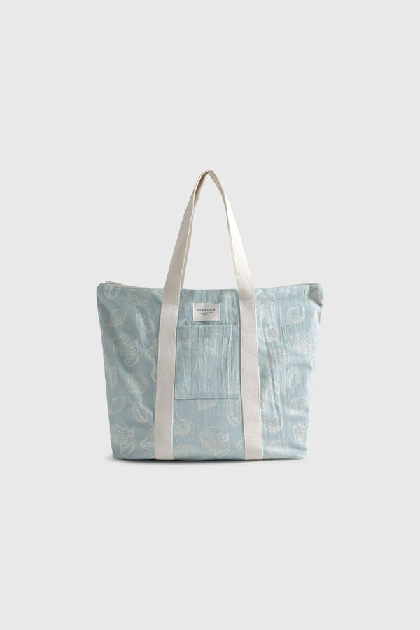 Textura Strandtasche aus gek&auml;mmter Baumwolle Blau