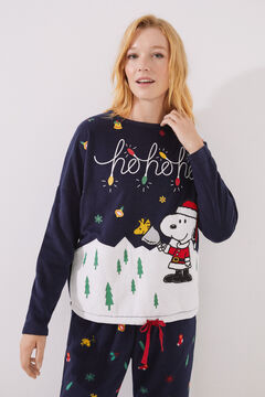 Womensecret Pyjama polaire Snoopy aux motifs de Noël bleu marine  bleu