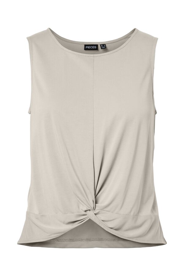 Pieces Sleeveless top with sleeve detail grey