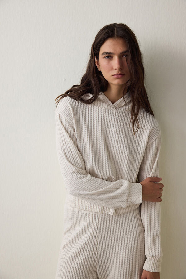 Penti Sudadera con capucha de punto trenzado. beige