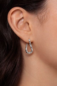 Womensecret Organic Hook steel hoop earrings grey