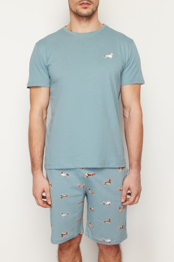 Trendyol Pijama hombre algod&oacute;n estampado animal azul