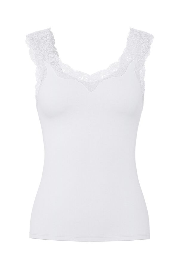 Pieces Top with lace detail white