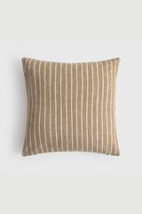 Textura Striped cotton cushion case nude