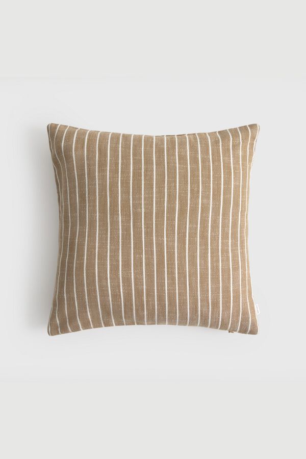 Textura Striped cotton cushion case nude