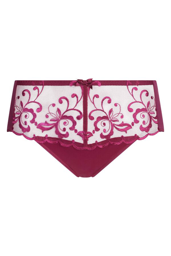 Playtex Cueca alta com bordado floral rosa