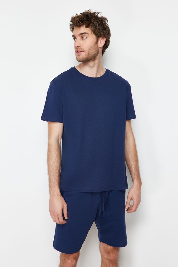 Trendyol Conjunto de pijama corto liso azul