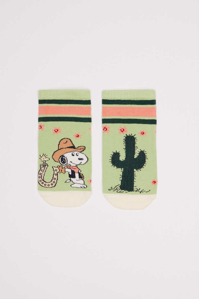 Womensecret Snoopy Cowboy cotton ankle socks green