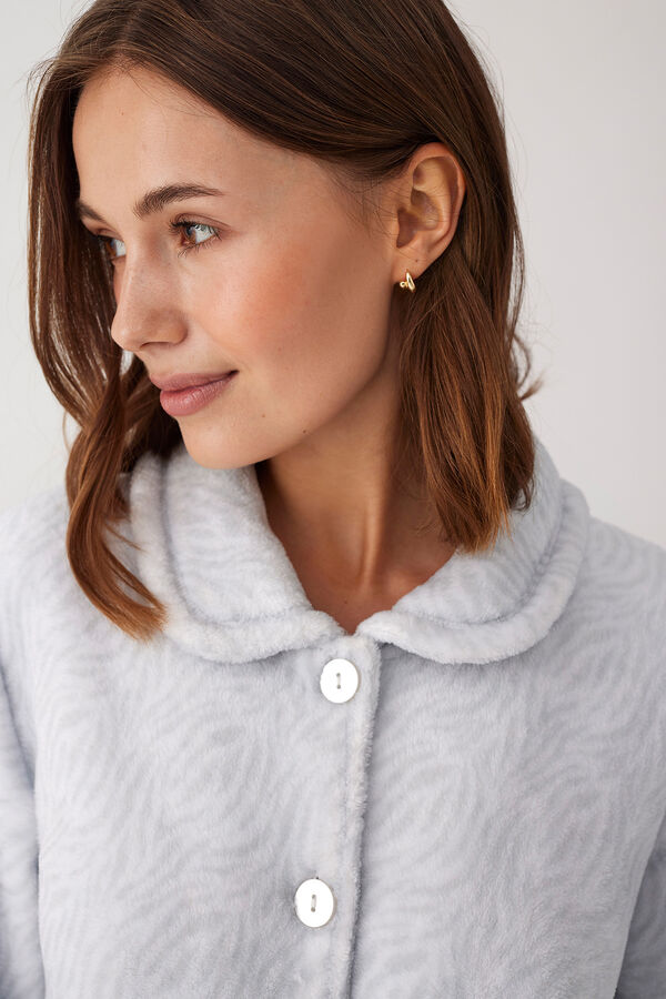 Promise Bata botones midi tejido peludo gris