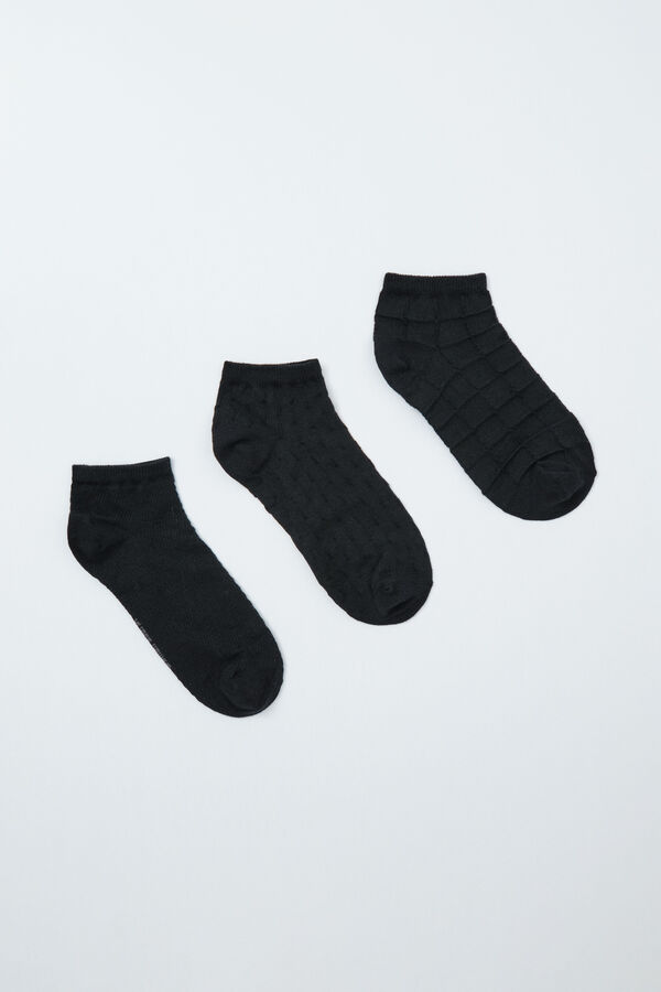 Women'secret Black short textured 3-pack socks black