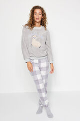 Trendyol Conjunto pijama polar cuadros gris gris