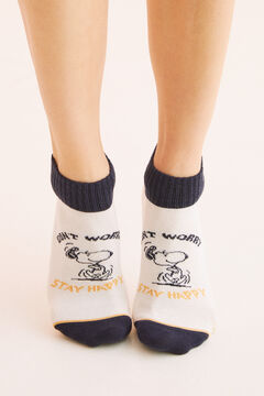 Womensecret Calcetines cortos algodón Snoopy 'Smile' blanco
